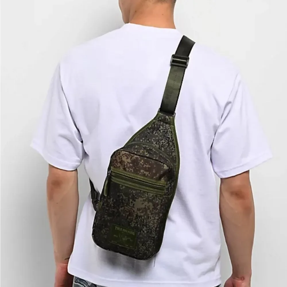 True Religion Yeta Green Camo Skater Crossbody Sling Bag NWOT‎